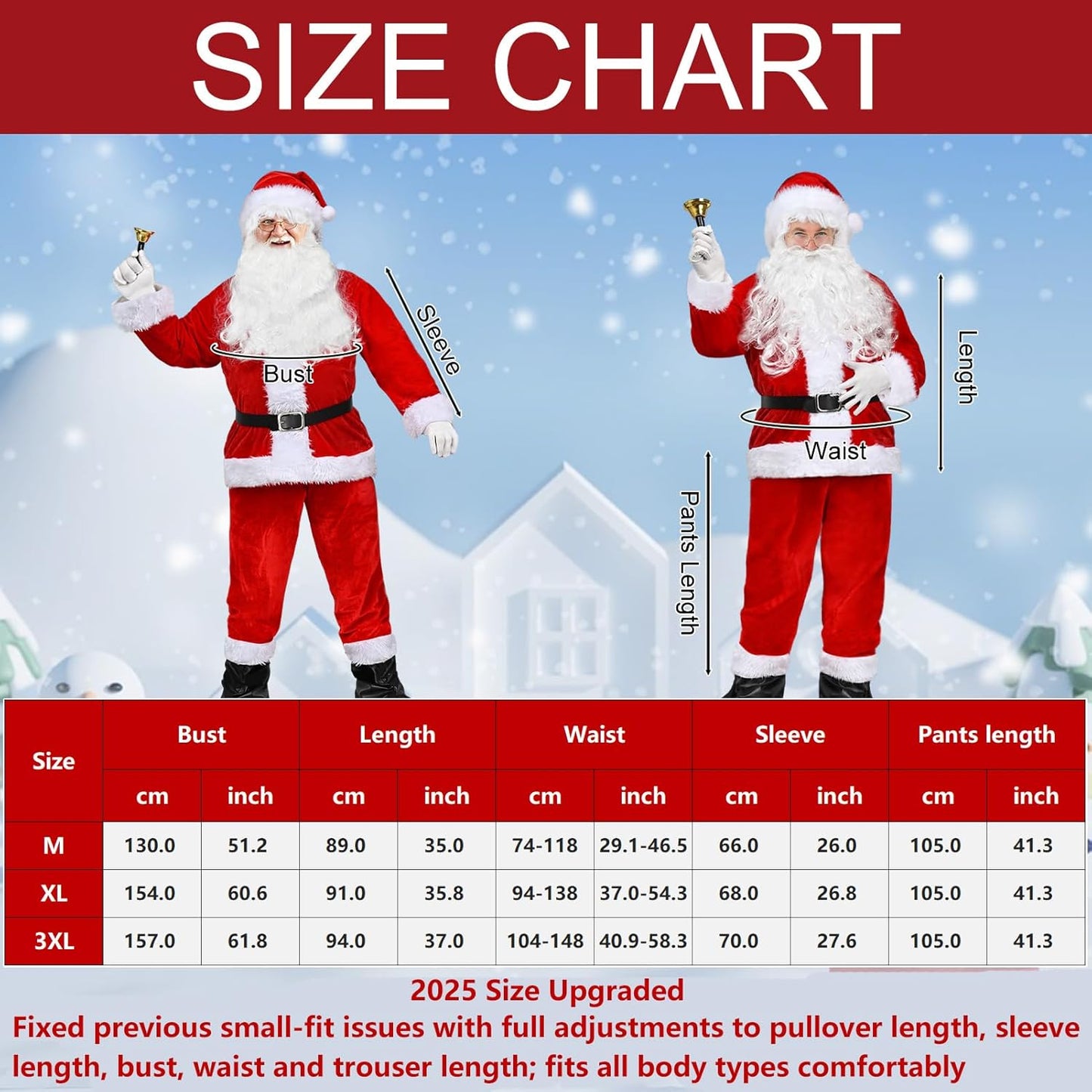 Adult Mens Santa Claus Costume Santa Suit Santa Fancy Dress Xmas Cosplay Outfit