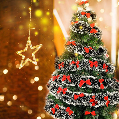 32.8 Feet Dark Green/White Tinsel Christmas Decorations, Chunky Metallic Shiny Garland Christmas Tree Hanging Decorations for Xmas Holiday Indoor Outdoor Party Decor