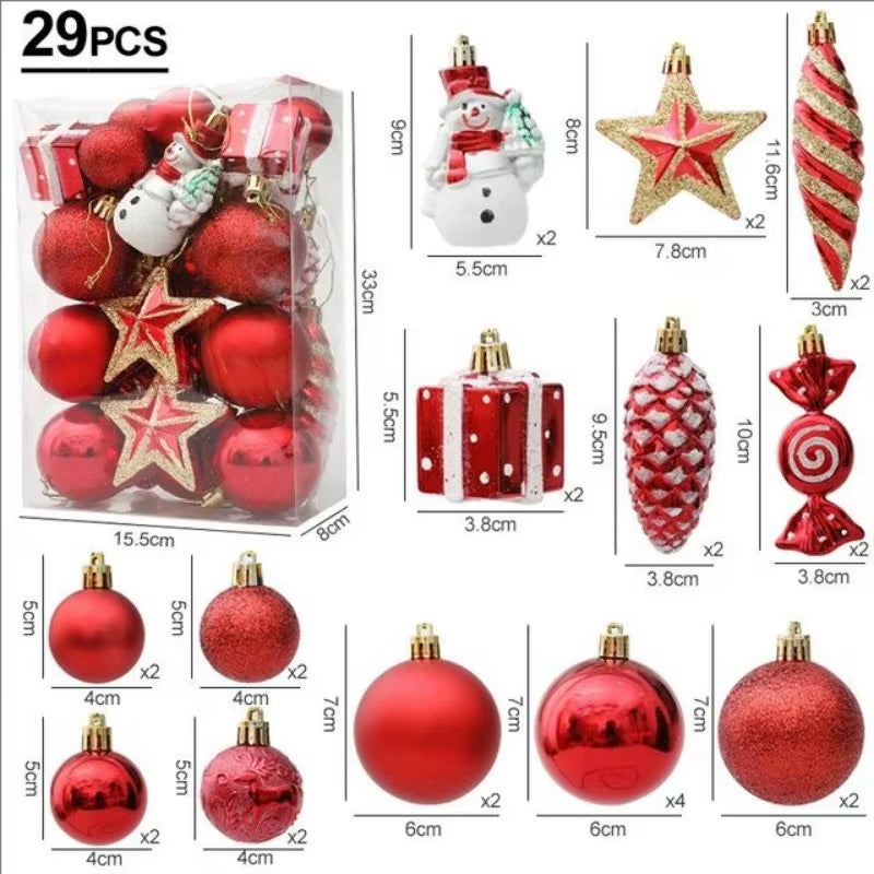20/29Pcs Christmas Ball Decoration Hanging Christmas Tree Pendant Ornaments for Home Room Decor New Year 2026 Gifts Accessories