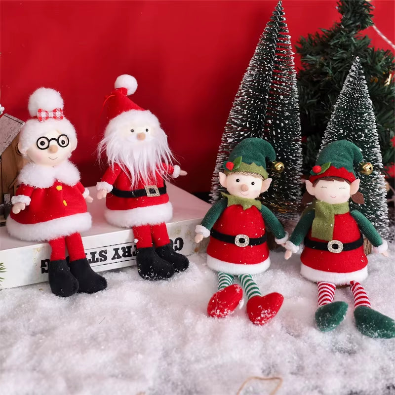 Christmas Elves Stuffed Plush Dolls Hanging Ornaments Xmas Tree Party Decor Cute Boy Girl Elf Hanging Pendants Gifts New Year