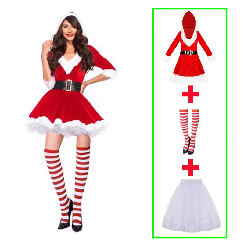 Fashion Miss Claus Dress Santa Claus Cosplay Suit Women Christmas Carnival Party Costumes Xmas New Year Sexy Performance Outfits