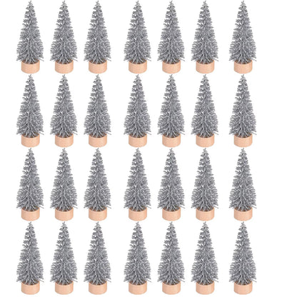 5/500Pcs Mini Christmas Tree Small Artificial Christmas Tree Ornament Cedar Pine Sisal Tabletop Merry Christmas Party Decoration