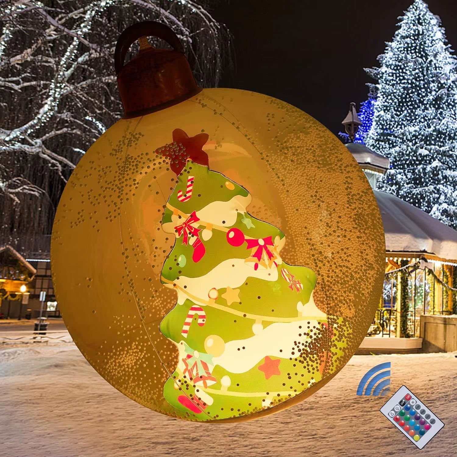 60Cm Transparent Giant Inflatable Christmas Ball with Lights Christmas Ornaments Christmas PVC Inflatable Decorated Ball