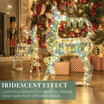 Iridescent Light up Reindeer/Bright White Christmas Lights/Indoors & Outdoors Suitable/Automatic 6 Hour Timer (75Cm)