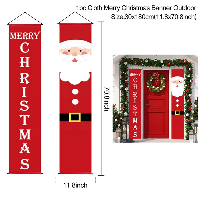 Christmas Door Banner Porch Sign Christmas Decoration for Home Christmas Pendant Merry Christmas Ornaments 2022 Navidad