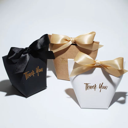 Chic Candy Gift Boxes | Black, White, Coffee | Gold 'Thank You' | Ribbon | for Christmas, Birthdays, Baby Showers, Weddings!