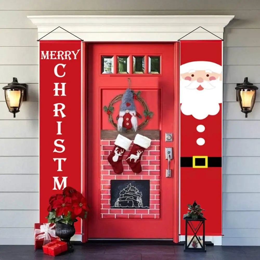 Christmas Door Banner Porch Sign Christmas Decoration for Home Christmas Pendant Merry Christmas Ornaments 2022 Navidad