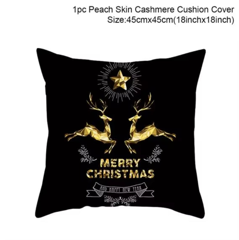 Christmas Cushion Cover Merry Christmas Decorations for Home 2023 Christmas Ornament Navidad Xmas Santa Natal Noel New Year 2024