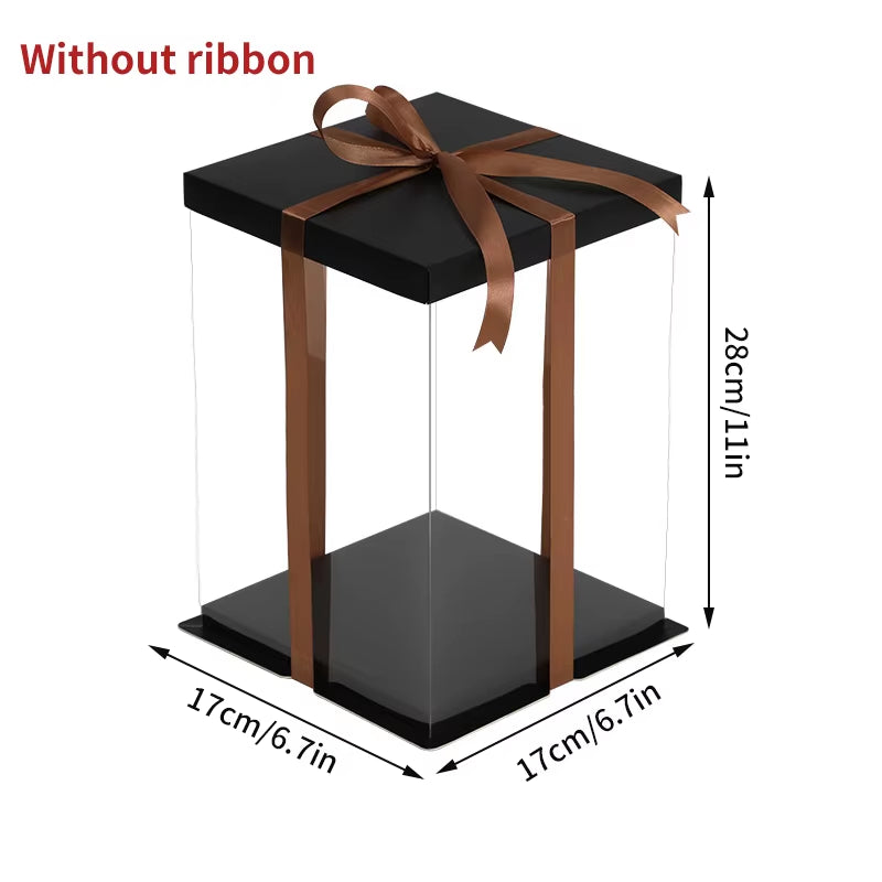 Transparent Birthday Cake Box Clear Gift Box Bakery Wrapping Boxes Cake Dessert Storage Boxes Wedding Party Present Case