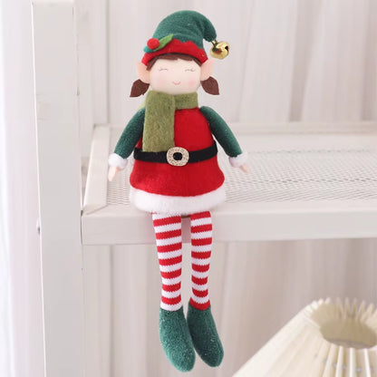 Christmas Elves Stuffed Plush Dolls Hanging Ornaments Xmas Tree Party Decor Cute Boy Girl Elf Hanging Pendants Gifts New Year
