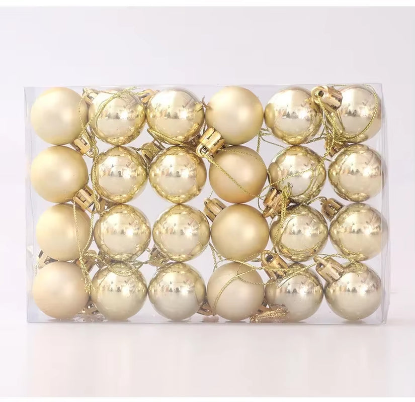 144/24Pcs Mini Electroplated Christmas Balls Set Xmas Tree Pendant Christmas Ball Hanging Ornament for New Year Party Home Decor