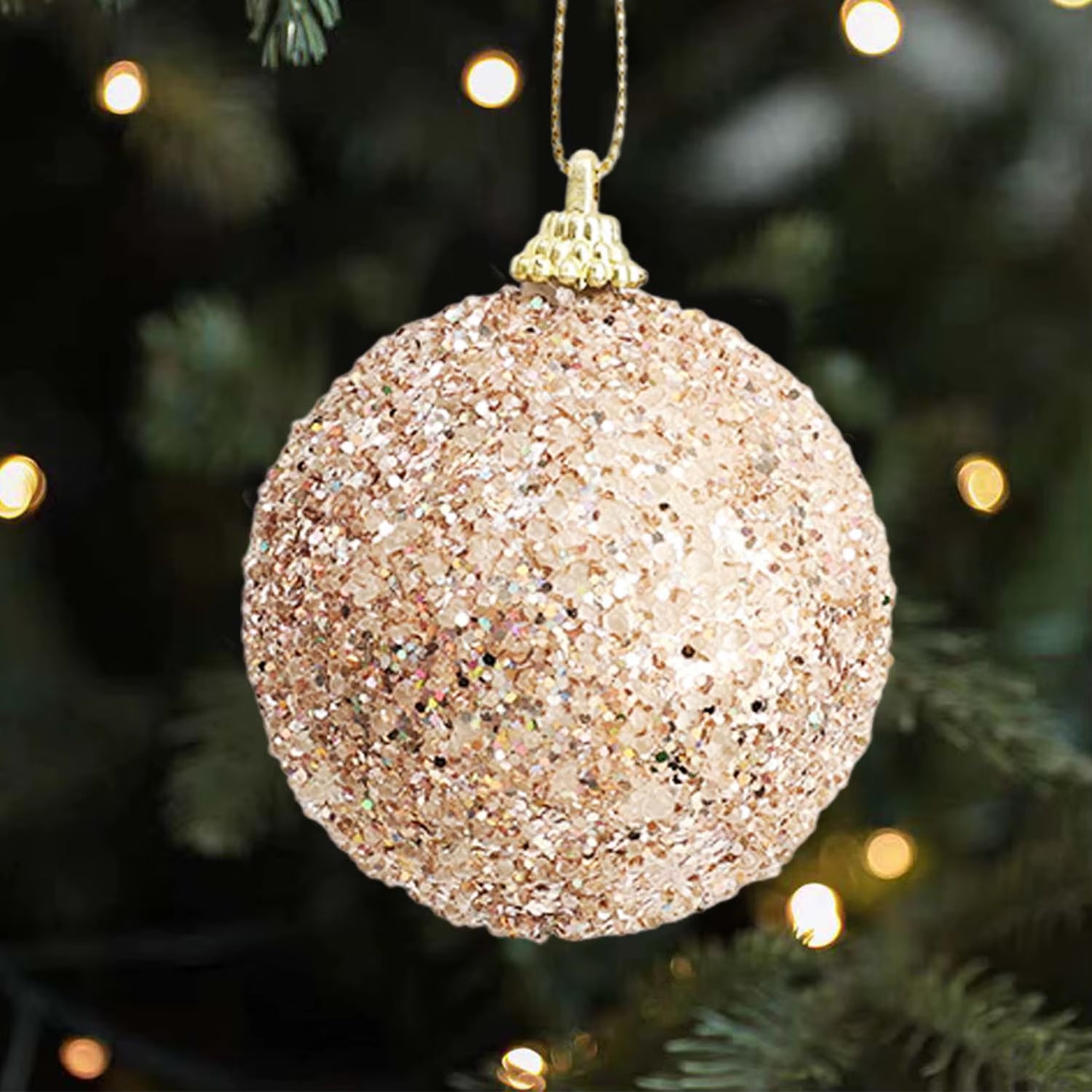 6-30Pcs Champagne Gold Glitter Christmas Balls 6Cm Xmas Tree Hanging Sparkling Ball Pendants for New Year Party Decor Ornaments