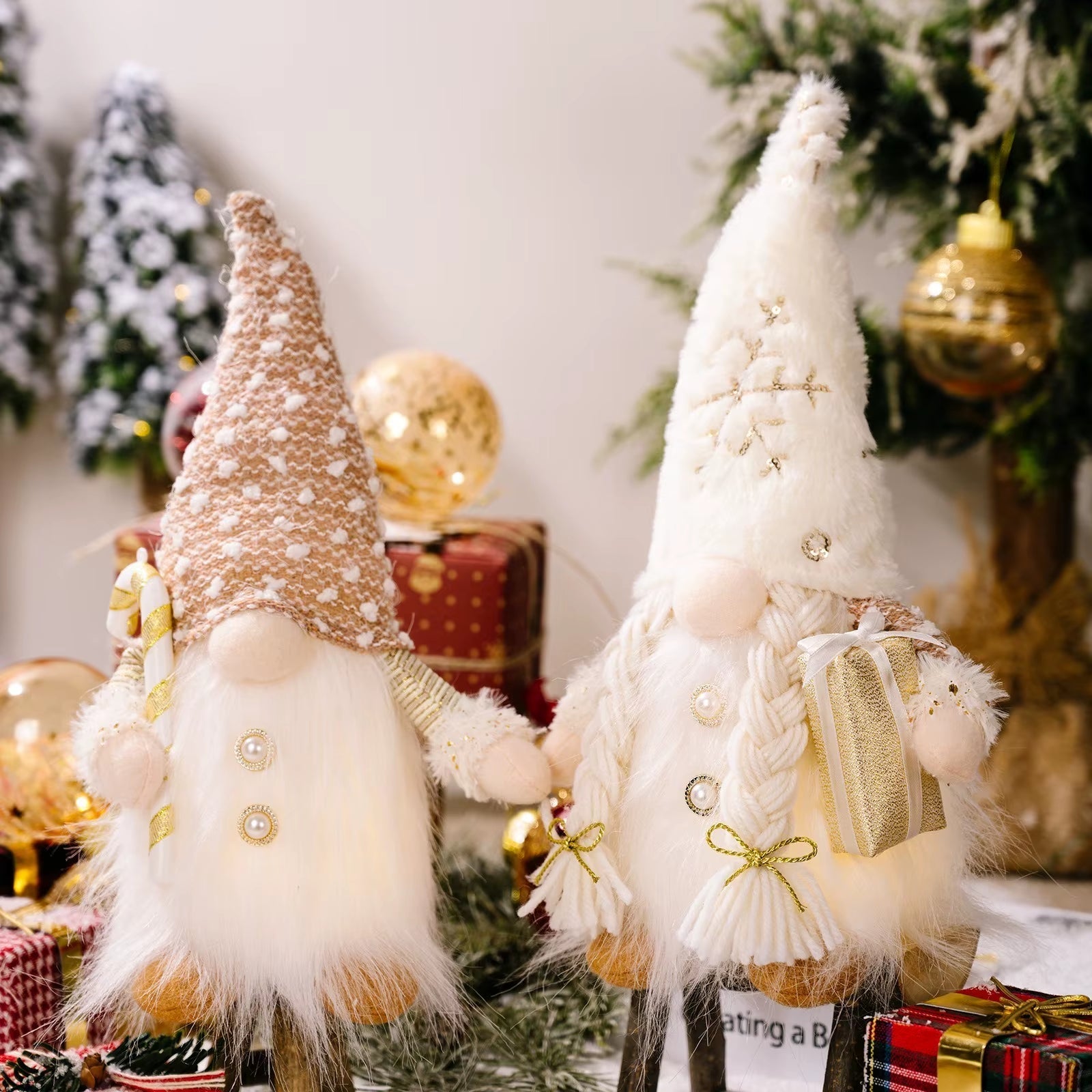 2025 Gnome Christmas Decorations 30Cm Light up Christmas Gnomes Plush Doll Ornaments Knited Elf Dwarf Gift Home Table Decoration