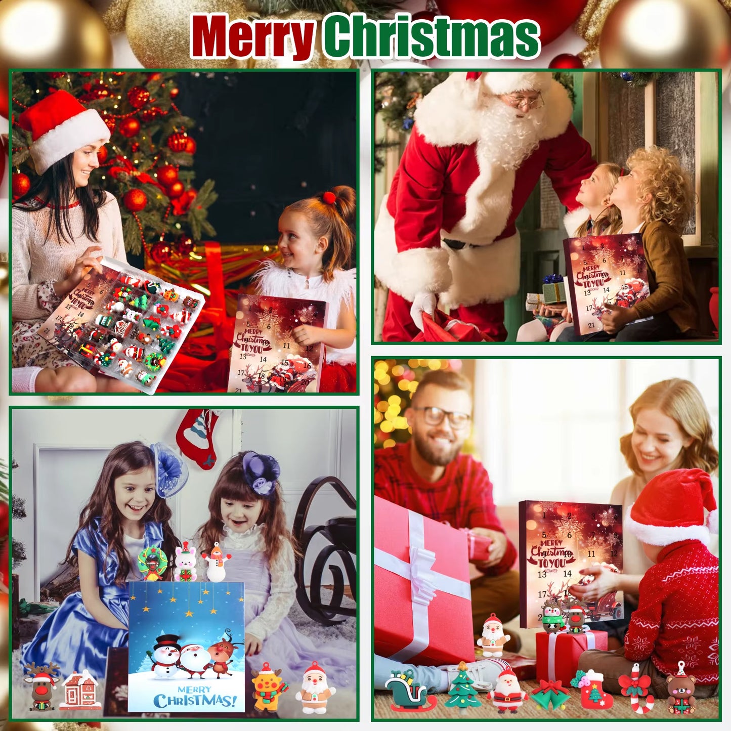 Christmas Advent Calendario Adviento Anime Christmas Blind Box 24-Day Countdown Surprise Box Cute Children'S Toys Gift Guess Bag