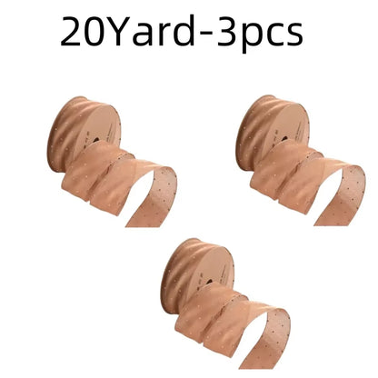 20Yards 4CM Silver Dots Organza Gauze Packaging Ribbon Tape Flower Gift Box Wrap Bow DIY Wedding Christmas Party Decoration