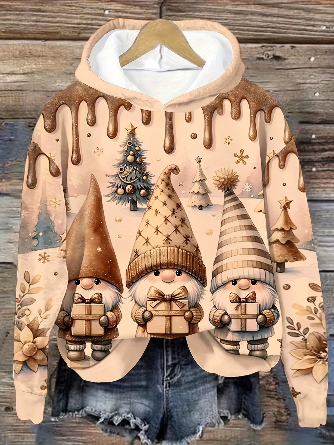 Christmas Santa Claus 3D Printed Pullover Hooded Sweatshirt Autumn and Winter Men'S and Women'S Couple'S Large Size Sweatshirt