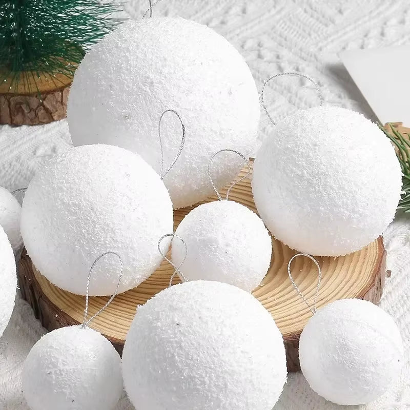 54/6PCS Foam Christmas Balls Xmas Tree Hanging Pendant White Snowball Wedding New Year Party Home Decorations Ball Ornament