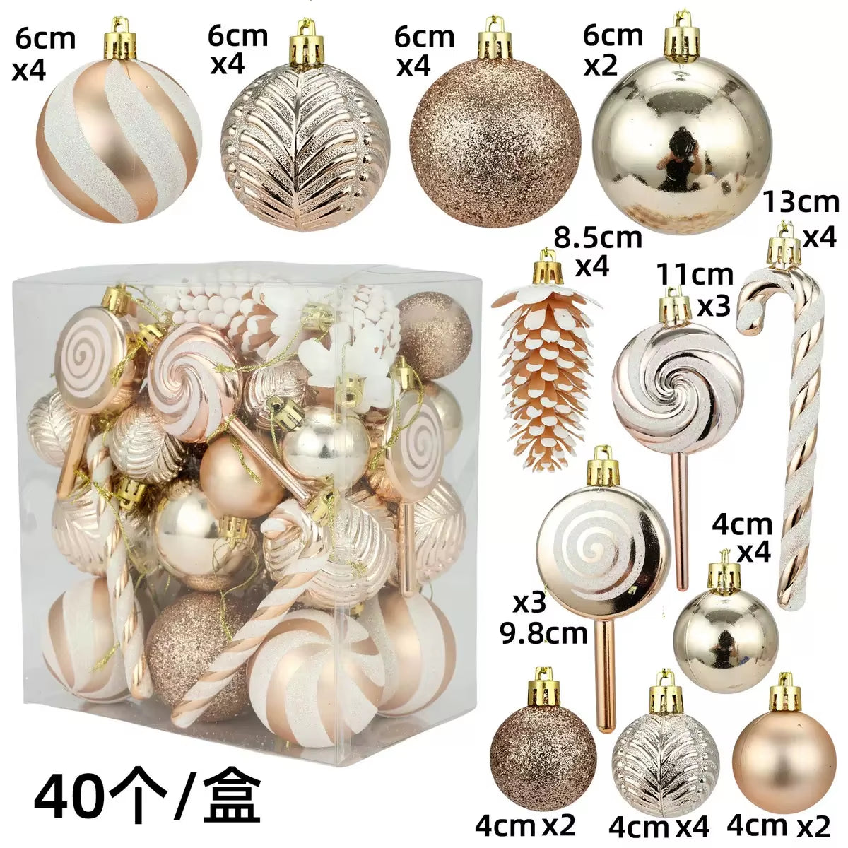 29/40/50Pcs Silver Red Special-Shaped Christmas Ball Ornaments Christmas Tree Party Decoration Christmas Spheres Pendant New