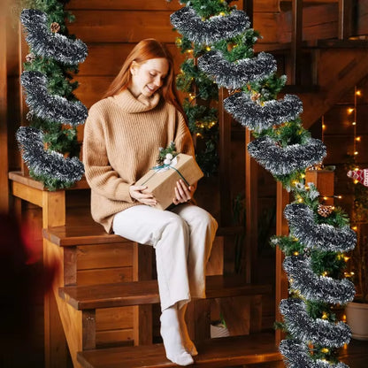 Wholesale Christmas Tinsel Ribbons Garland Green Cane Wreath Xmas Tree Hanging Pendent Ornaments Wedding Party Home Decoration