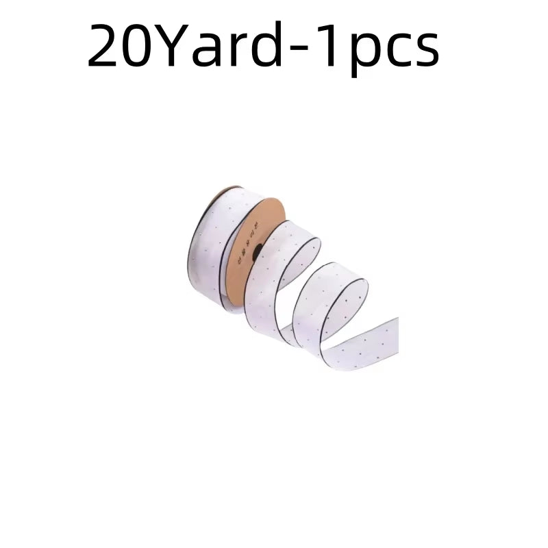 20Yards 4CM Silver Dots Organza Gauze Packaging Ribbon Tape Flower Gift Box Wrap Bow DIY Wedding Christmas Party Decoration