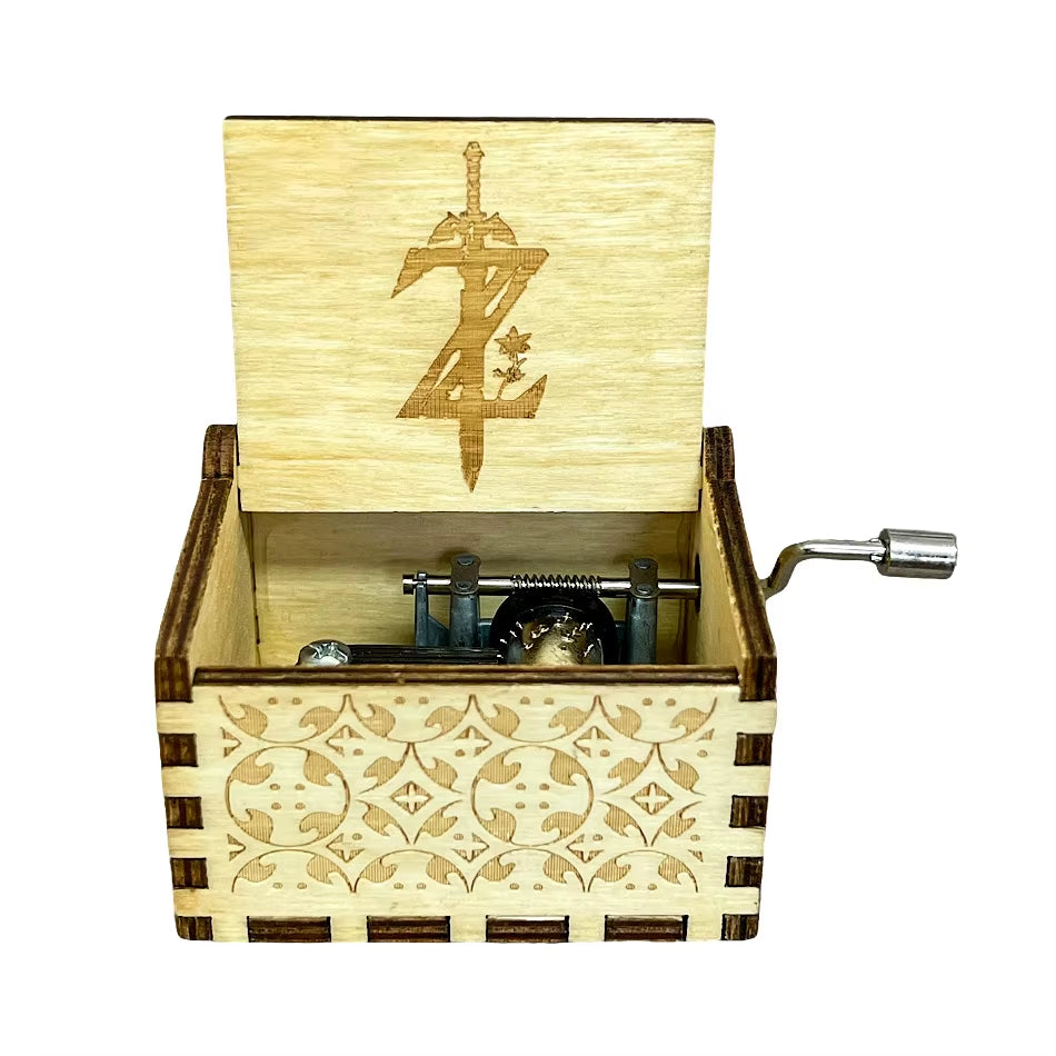 HOT Merry Christmas Music Box Wooden Antique Carved Hand Cranked Classic Theme Music for Birthday Party Gifts Family Decoration