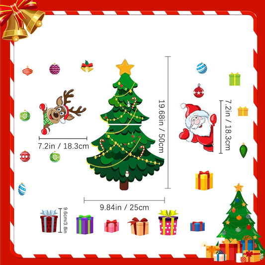 Magnetic Stickers Christmas Tree Decorations, Xmas Themed Fridge Magnets Sticker Decoration Include Reindeer Santa Claus Gift Box, Home Decor for Indoors Outdoor Metal Door Mailbox Car