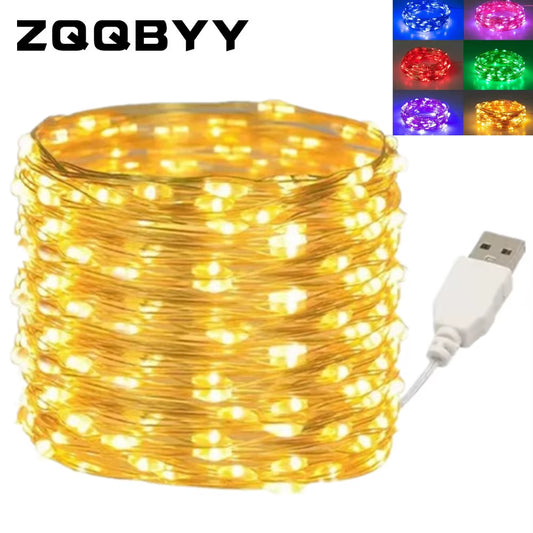 10M 20M Waterproof USB LED Lights String Copper Wire Fairy Garland Light Lamp Christmas Wedding Party Holiday Lighting Wreath