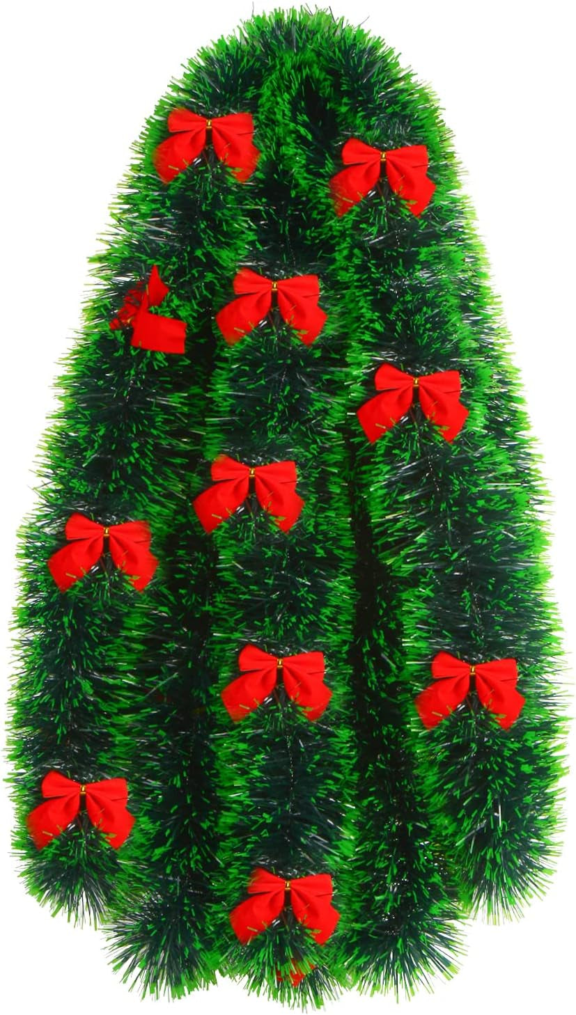 10M Christmas Garland Decorations, Xmas Garland with Bow Ornament for Fireplace Stairs Banister Indoor Outdoor Xmas Tree Decoration