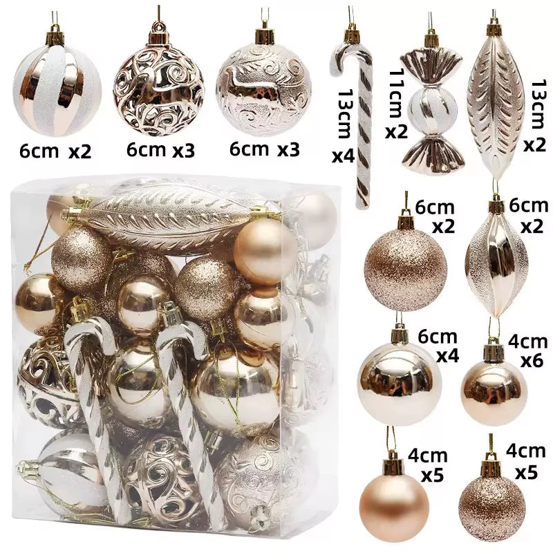 29/40/50Pcs Silver Red Special-Shaped Christmas Ball Ornaments Christmas Tree Party Decoration Christmas Spheres Pendant New