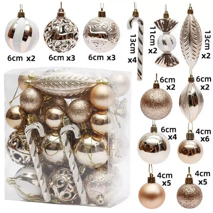 29/40/50Pcs Silver Red Special-Shaped Christmas Ball Ornaments Christmas Tree Party Decoration Christmas Spheres Pendant New