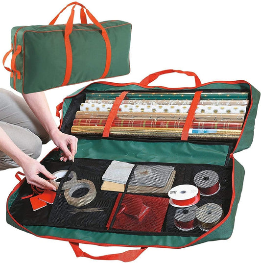 Ram® Christmas Wrapping Paper Storage Bag Fabric Gift Wrap Storage (82 X 34 X 13 Cm) for Paper, Tags & Bows