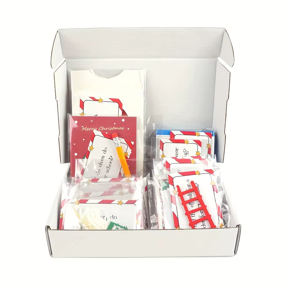 24-Day Elf Arrival Kit,Christmas Countdown Kit with Jokes and Surprises, Elf Set 24 Days of Christmas - Festive Home Decorations