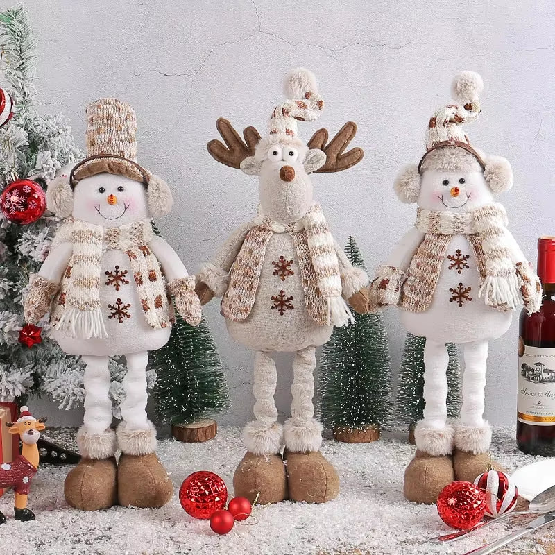 Wholesale Christmas Decorations Factory Doll Knit Deer Santa Claus Expandable Figurine Window Scene Arrangement Ornament