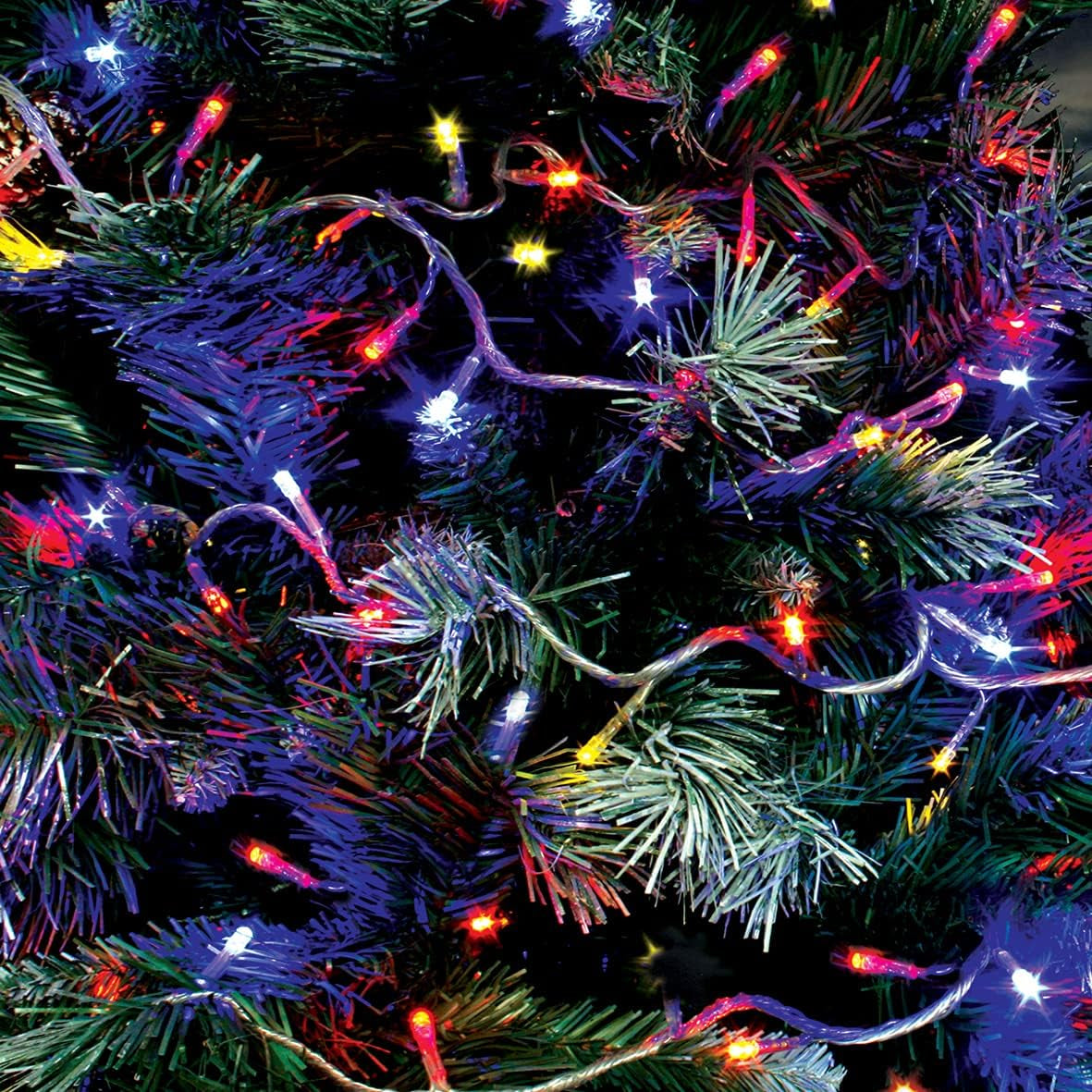 71160 Multi-Coloured Christmas Lights / 200 LED Christmas Tree Lights / 19.9 Metres Long/Battery Operated/Indoor or Outdoor Christmas Decorations / 8 Light Modes