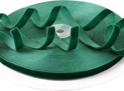10Mm 25 Yards Velvet Ribbon Green for Christmas Crafts, Gift Packaging, Wedding Decor, Xmas Wrapping Decorations