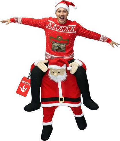 Santa Piggyback Costume, Santa Costume Adult, Christmas Costumes for Men, Christmas Costumes for Women