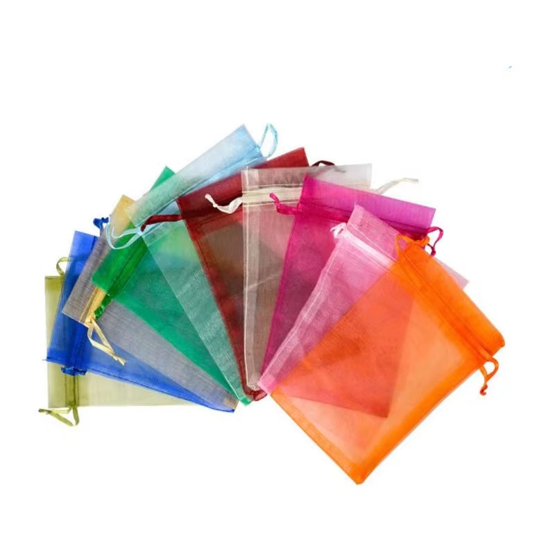 50Pcs Tulle Bags Organza Sheer Gauze Element Jewelry Bags Packing Drawable Organza Bags Wedding Christmas Organza Gift Bag 5Z