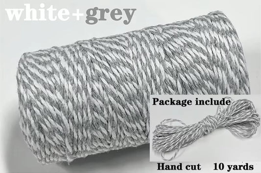 2Mm Two-Color Cotton Rope 10Yards Bakers Twine String Cotton Thread for Home Decor Handmade DIY Christmas Gift Wrapping