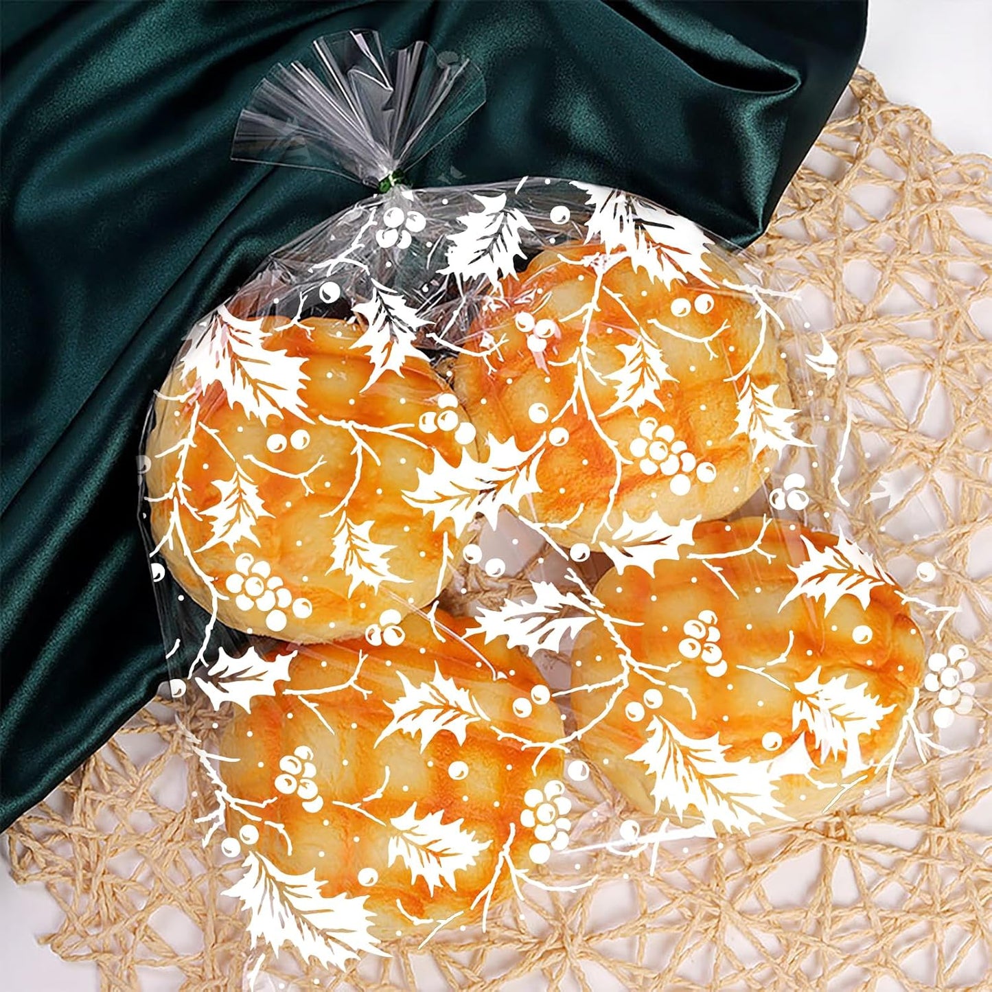 5M White Holly Christmas Hamper Cellophane Wrap, 80Cm Wide Clear Gift Cellophane Wrapping Paper,Eco-Firendly Large Cellophane Christmas Gifts Wrapping for Hampers