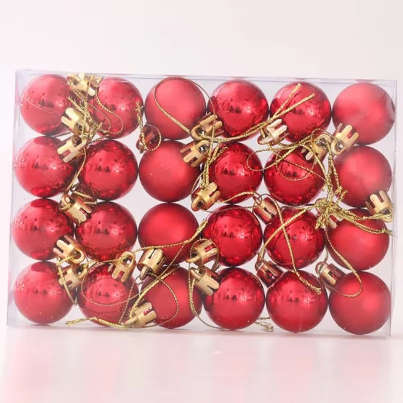 144/24Pcs Mini Electroplated Christmas Balls Set Xmas Tree Pendant Christmas Ball Hanging Ornament for New Year Party Home Decor