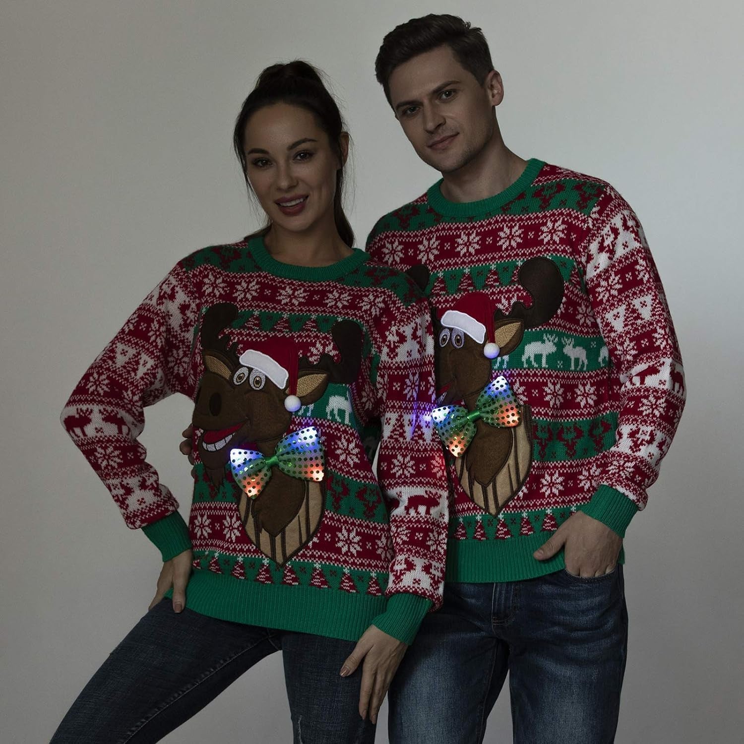 Unisex Men'S LED Christmas Jumper Pullover Funny Santa Rudolph Llama Reindeer Xmas Tree Women'S Party Lightup Sweaters