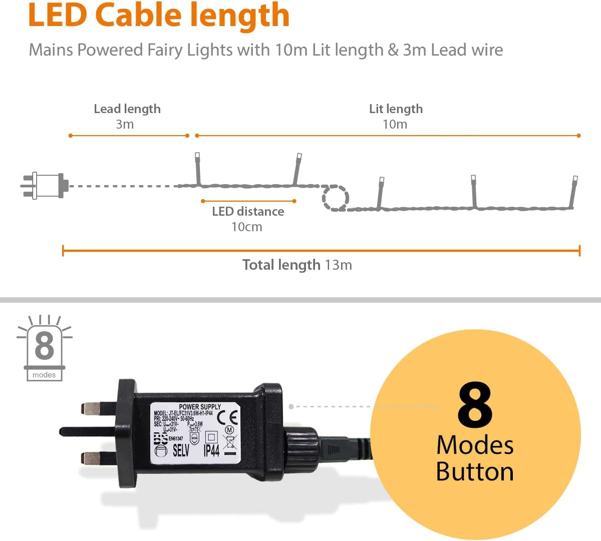 ® Christmas Lights 100 LED 10M/32Ft Christmas Tree Lights for Indoor & Outdoor Multicolour Decorations Fairy String Lights for Xmas Garden Bedroom & Party | Mains Powered Green Cable