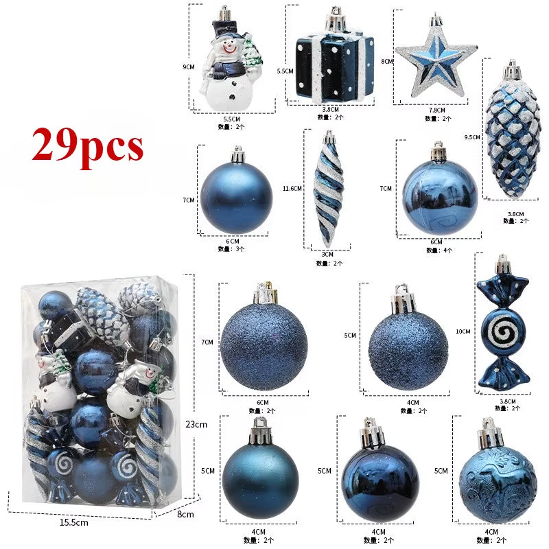 29/40/50Pcs Silver Red Special-Shaped Christmas Ball Ornaments Christmas Tree Party Decoration Christmas Spheres Pendant New