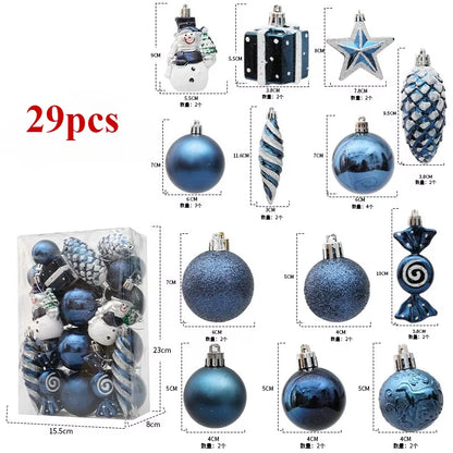 29/40/50Pcs Silver Red Special-Shaped Christmas Ball Ornaments Christmas Tree Party Decoration Christmas Spheres Pendant New