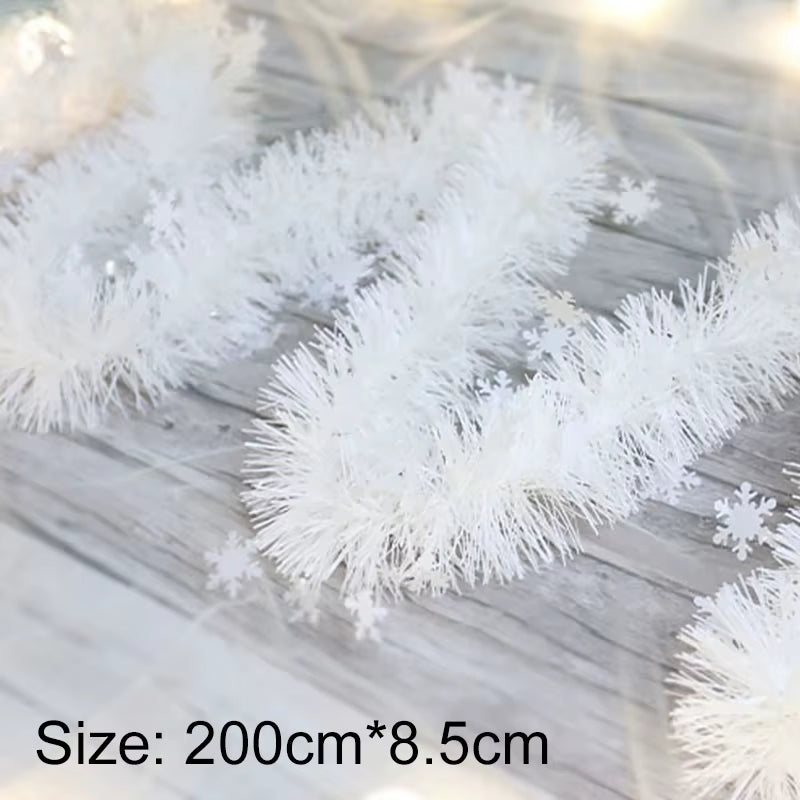 Missdeer 2M Christmas Snowflake Plush Decor Bars Christmas Decoration for Home White Plastic Snowflake Strips Natal Decoration