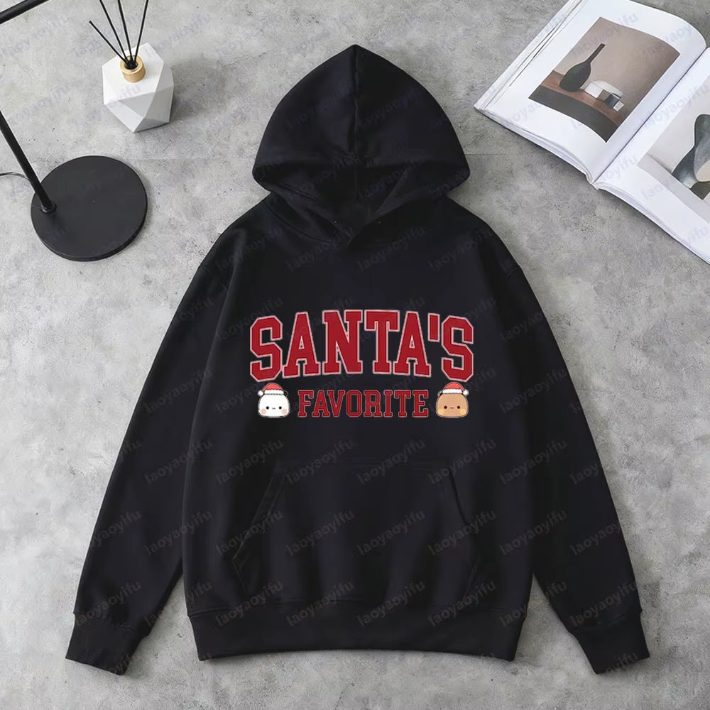 Santa’S Favorite Bubu Dudu Sweatshirt Cute Christmas Hoodies Holiday Gift for Her Winter Outfit Women Men Casual Fashion Apparel