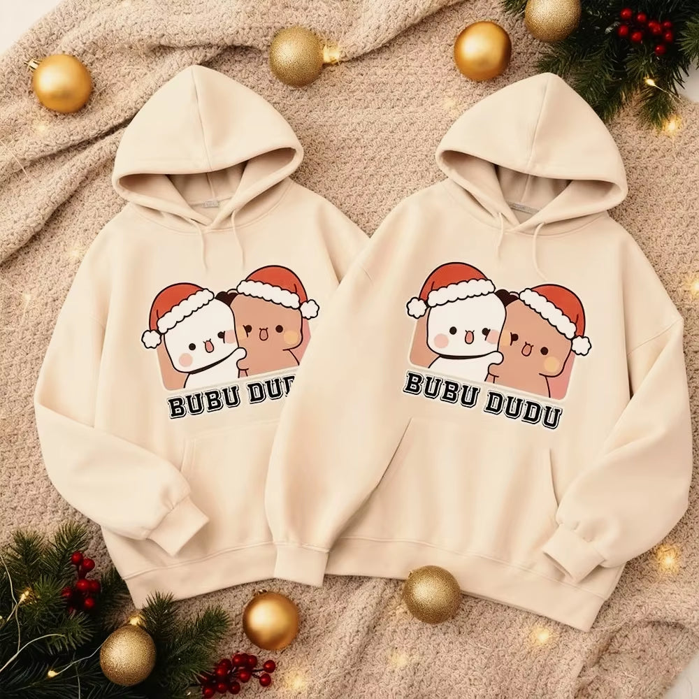Bubu Dudu Christmas Sweatshirt Cute Couple Matching Clothing Kawaii Holiday Outfit Women Men Xmas Festival Costumes Casual Tops