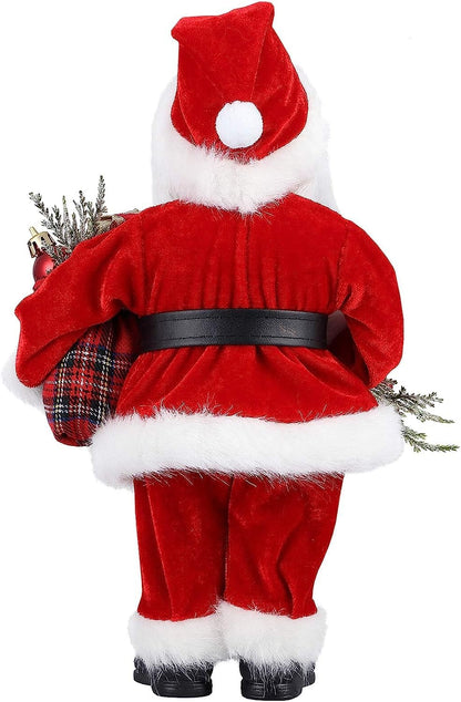 Santa Claus Figure, Standing Father Christmas Figures Traditional with Gift Sack, Holiday Party Home Ornament Decoration, 32Cm/ 12In