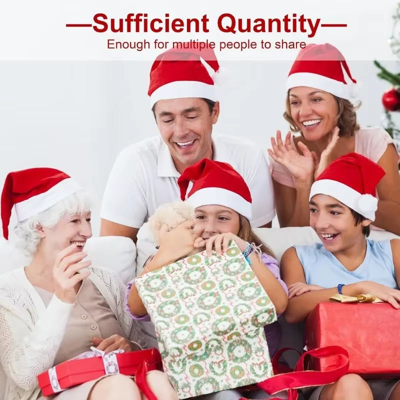 50/1PCS Adults Kids Christmas Hats Non-Woven Fabric Santa Claus Xmas Hats Cap Merry Christmas New Year Party Festival Decor Gift