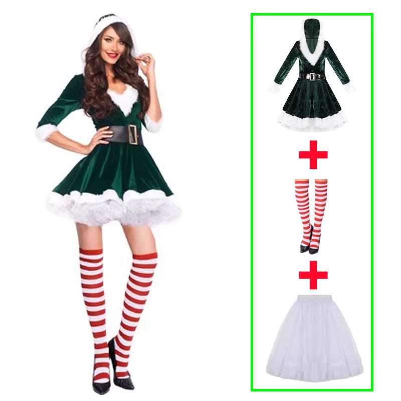 Fashion Miss Claus Dress Santa Claus Cosplay Suit Women Christmas Carnival Party Costumes Xmas New Year Sexy Performance Outfits